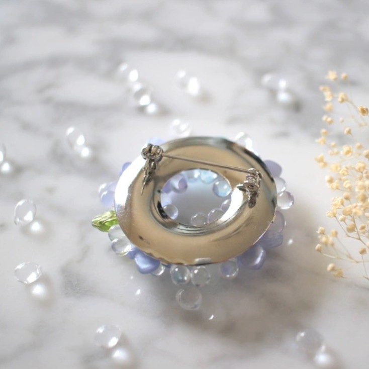 紫陽花の雨露ブローチ＆しずくをあつめたブローチクリップ